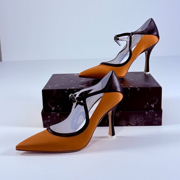 Beautiisoles by Robin Shreiber Satin and Leather Mary-Jane style Heels - Picture 8 of 11